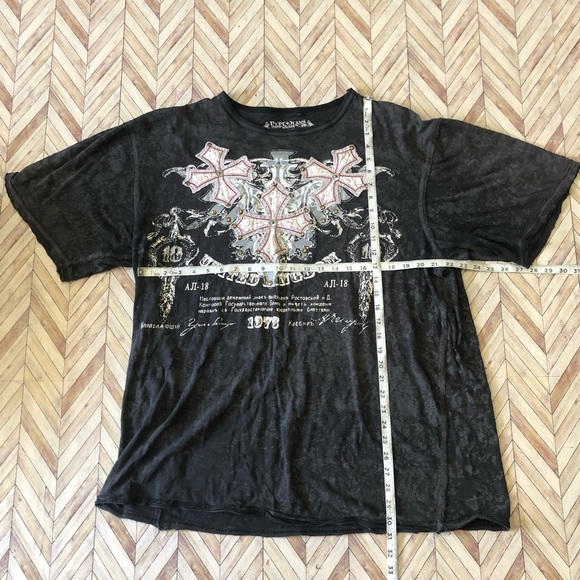 Pepe Jeans United Kingdom Gem Studded Graphic Tee Cross Black/Gray Size 3XL - Picture 5 of 8